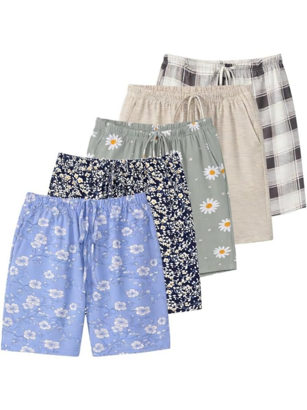 Cozy Women's 5-Pack Sleep Shorts, Soft Lounge Pajama Bottoms with Pockets